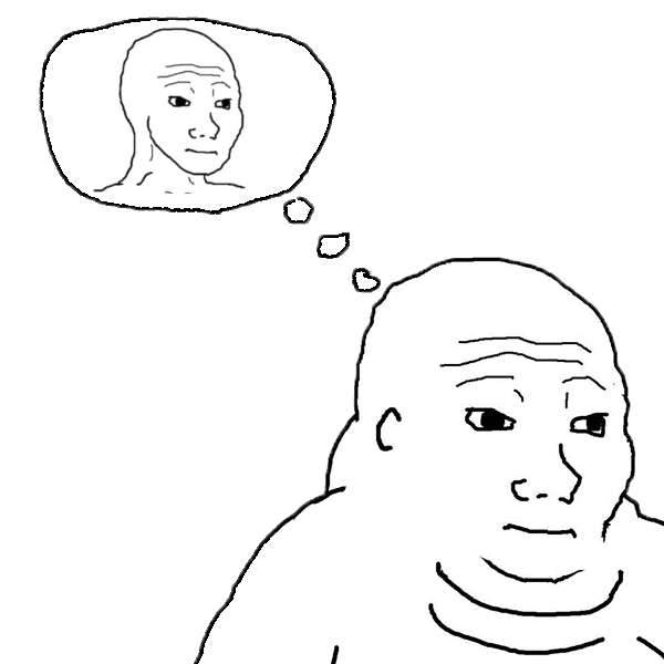 Wojak fat thinks he is skinny — Wojak meme