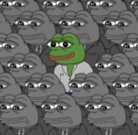 Pepe stands out in crowd — Pepe meme