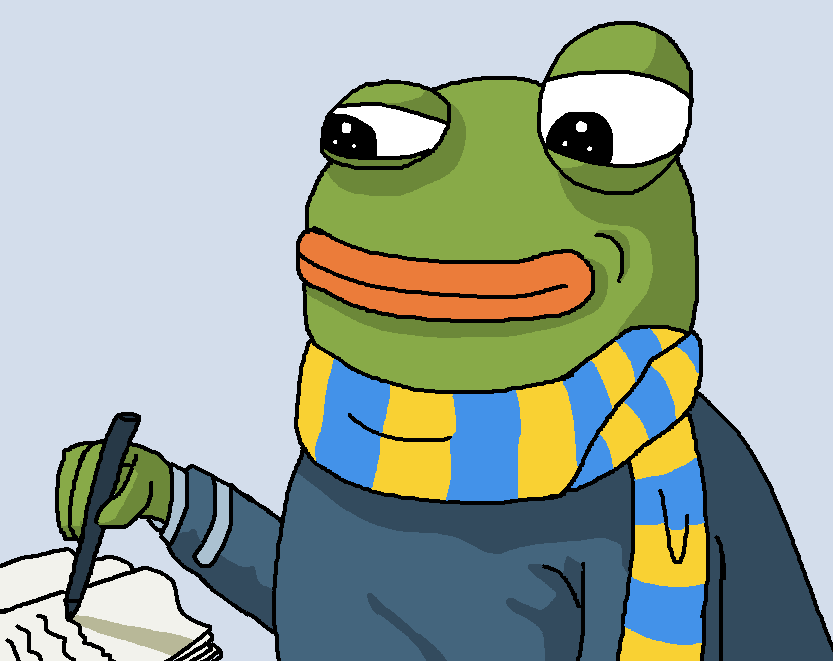 Pepe scarf writing — Pepe meme