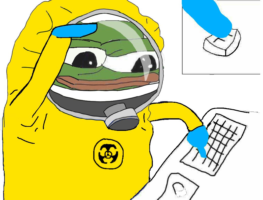 Pepe hazmat suit presses keyboard — Pepe meme
