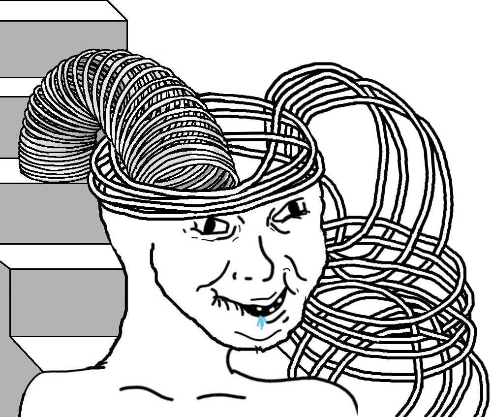 Brainlet slinky going down stairs — Brainlet meme