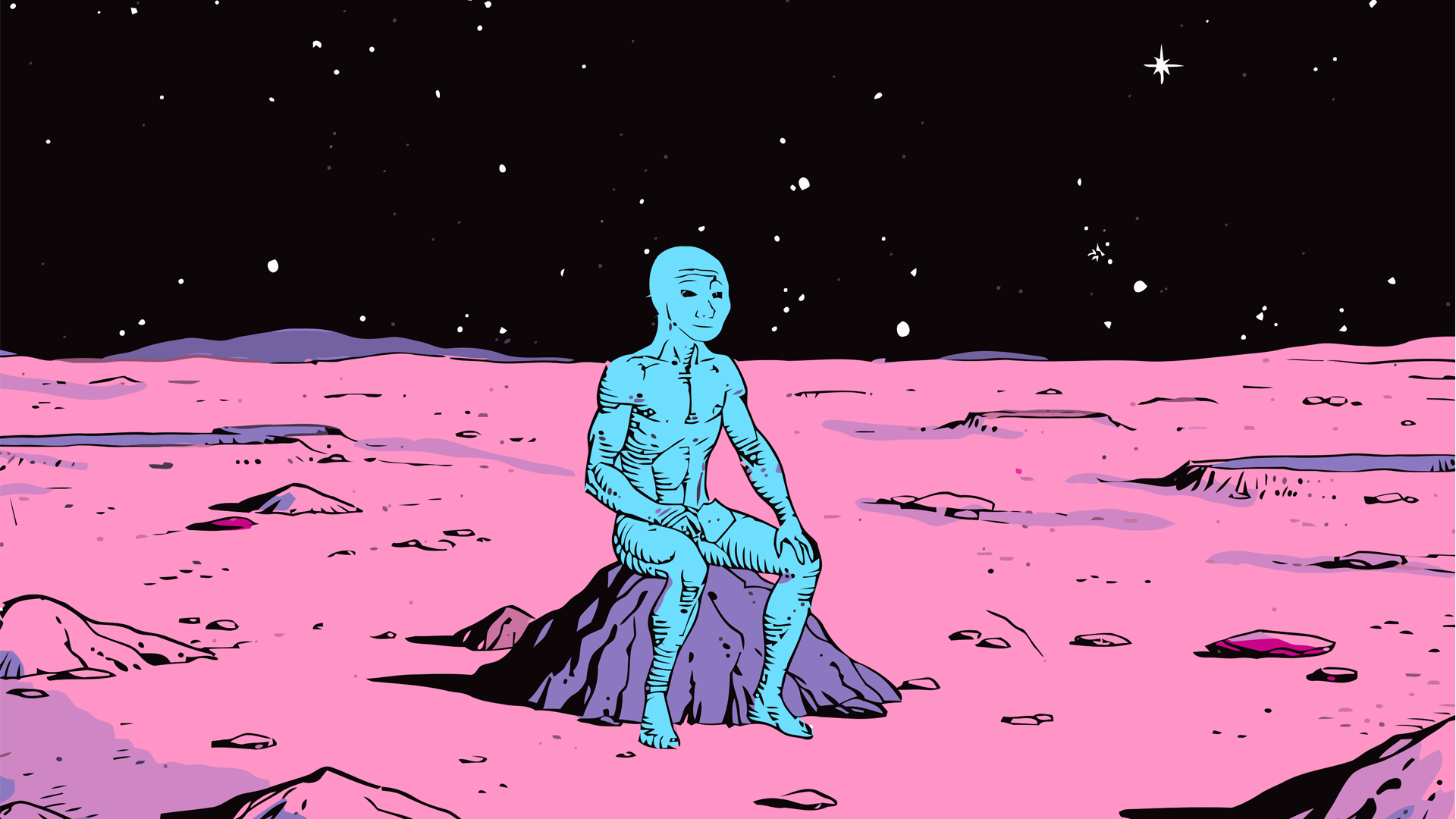 Wojak on moon — Wojak meme