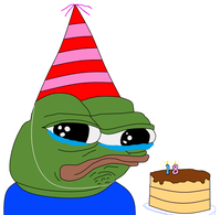 Pepe sad with birthday cake — Pepe meme