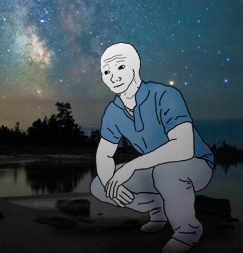 Wojak squat night sky — Wojak meme