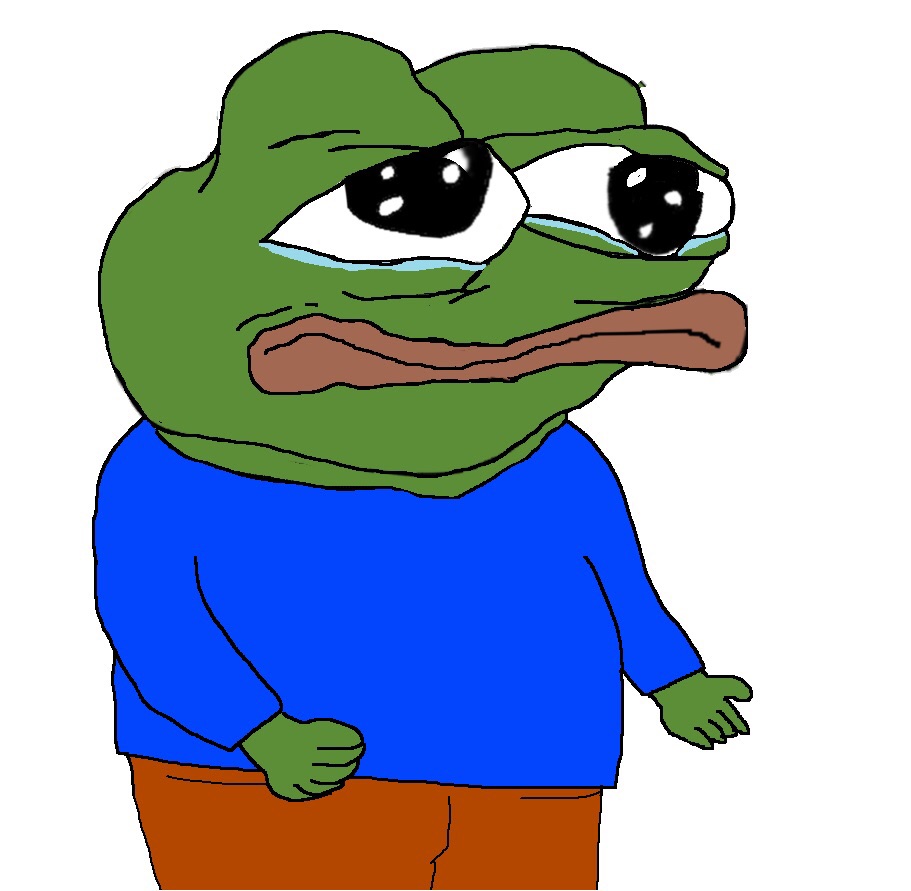 Pepe crying deformed face — Pepe meme