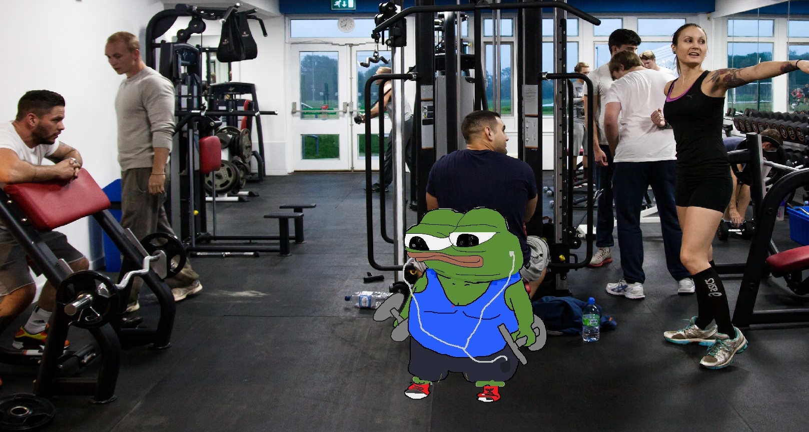 Pepe at gym with friends — Pepe meme