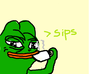 Pepe coffee sipping — Pepe meme