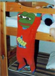 Pepe child falling from bed — Pepe meme