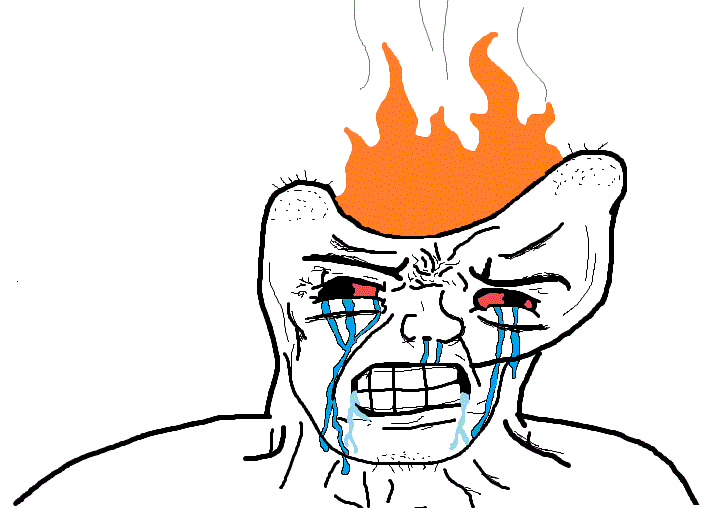 Wojak seething brain fire — Wojak meme