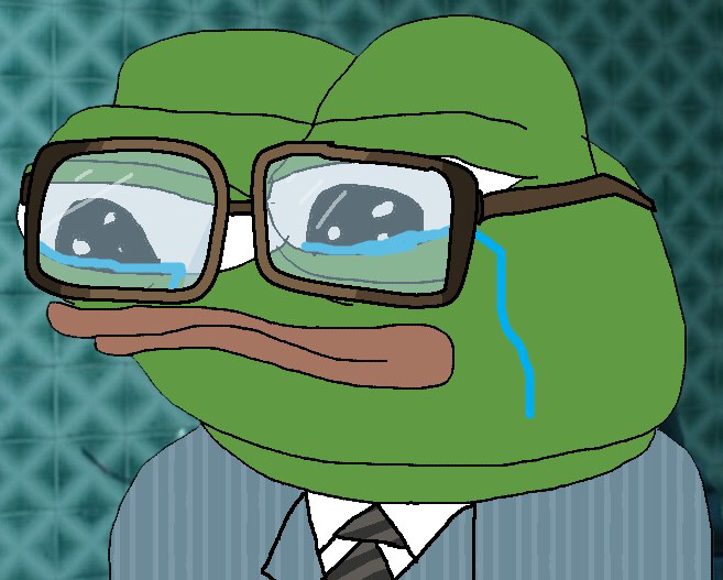 Pepe crying glasses nice suit — Pepe meme