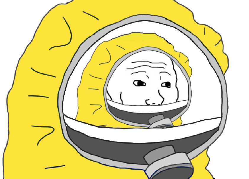 Wojak inside two hazmat suits — Wojak meme
