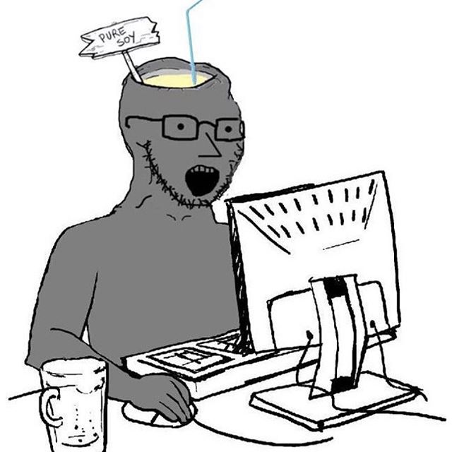 Wojak npc pure soy on computer — Wojak meme