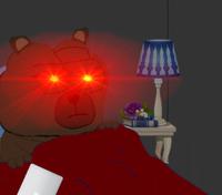 Bobo red eyes in bed — Bobo meme