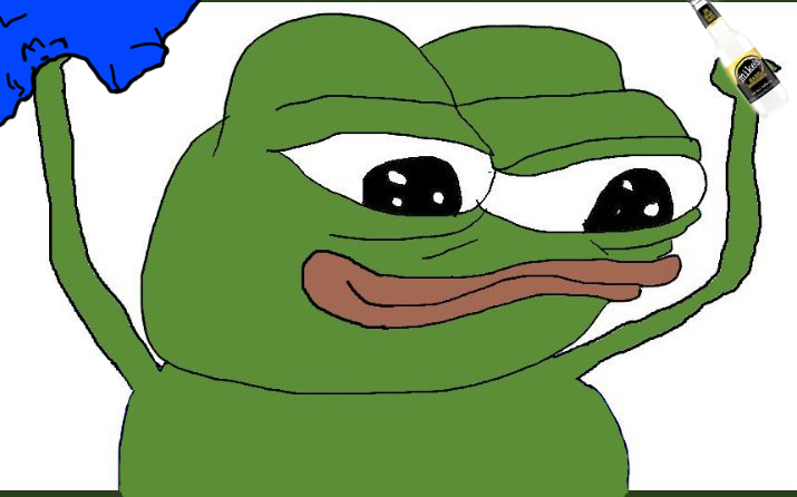 Pepe taking off shirt drinking mikes hard lemonade — Pepe meme