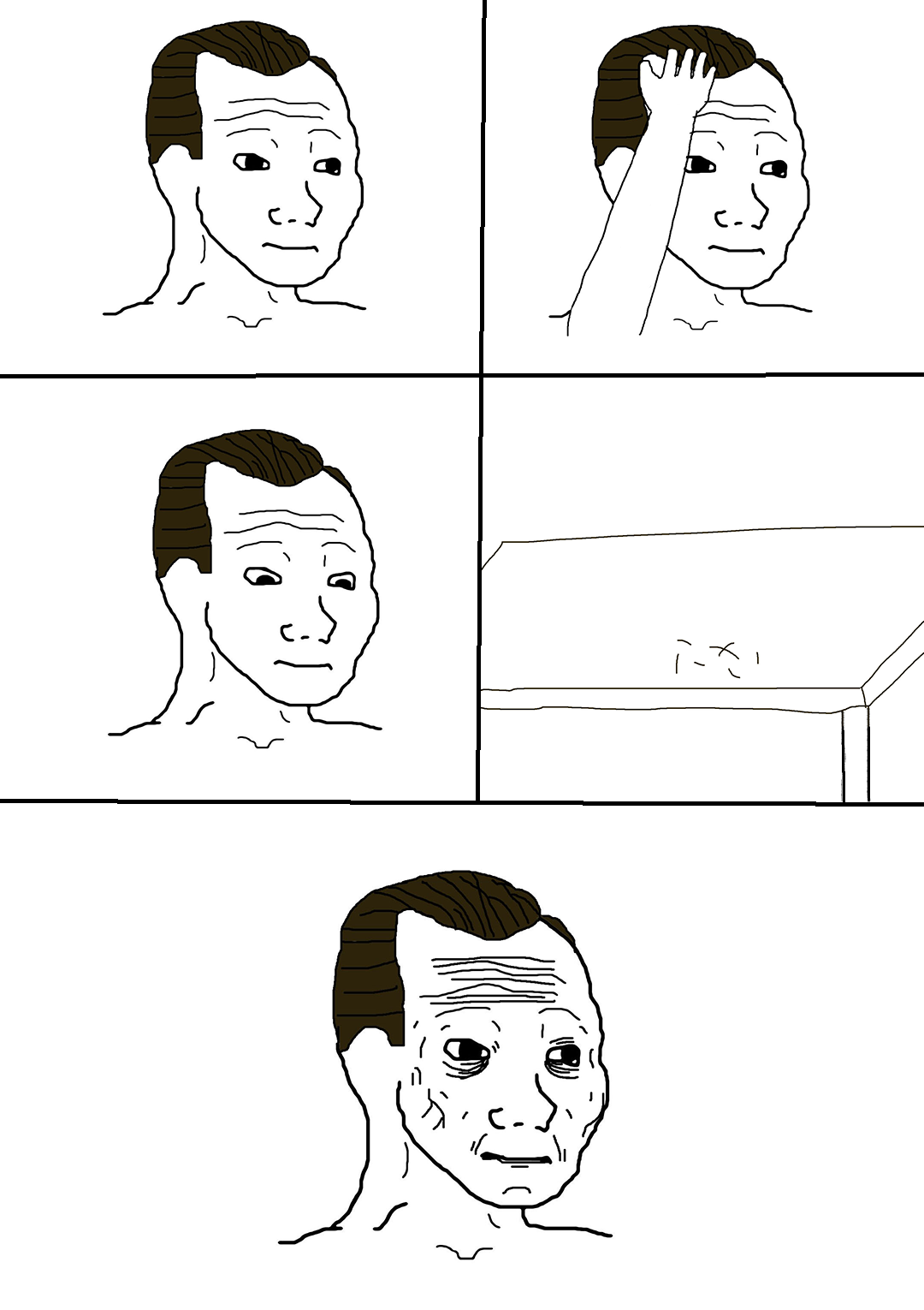 Wojak losing hair — Wojak meme
