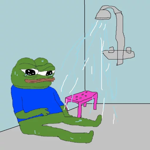 Washing in shower Frog Friends sticker — Sticker Packs meme