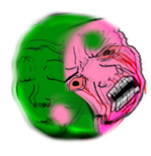 Green pink wojak ying yang — Wojak meme
