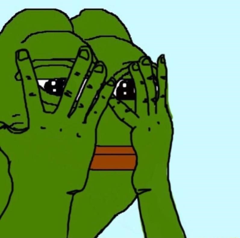 Pepe peeking through fingers — Pepe meme