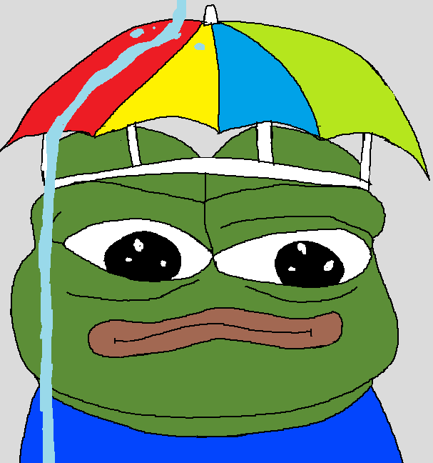 Pepe umbrella hat face shot — Pepe meme