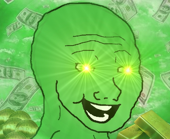 Green wojak hundred dollar bill — Reaction meme