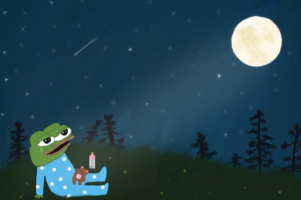 Pepe pajamas in moonlight — Pepe meme