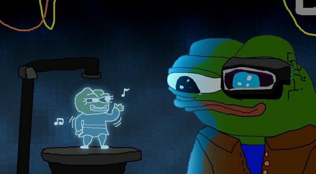 Pepe future cybord creates hologram — Pepe meme