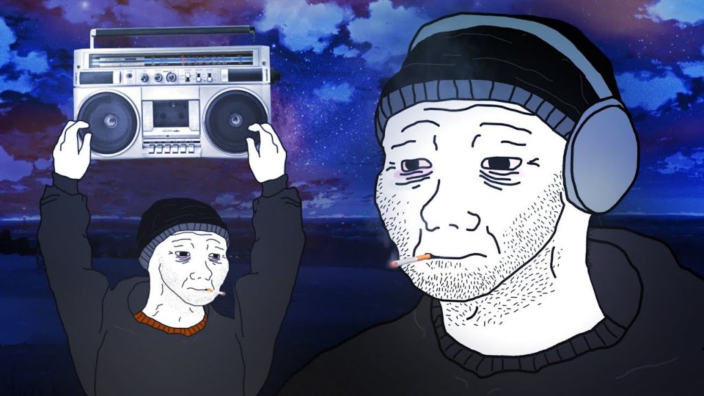 Wojak doomer holding radio — Wojak meme