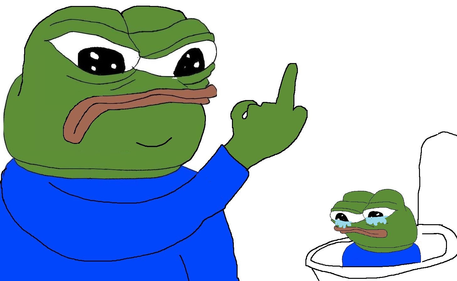 Pepe put pepe in toilet — Pepe meme