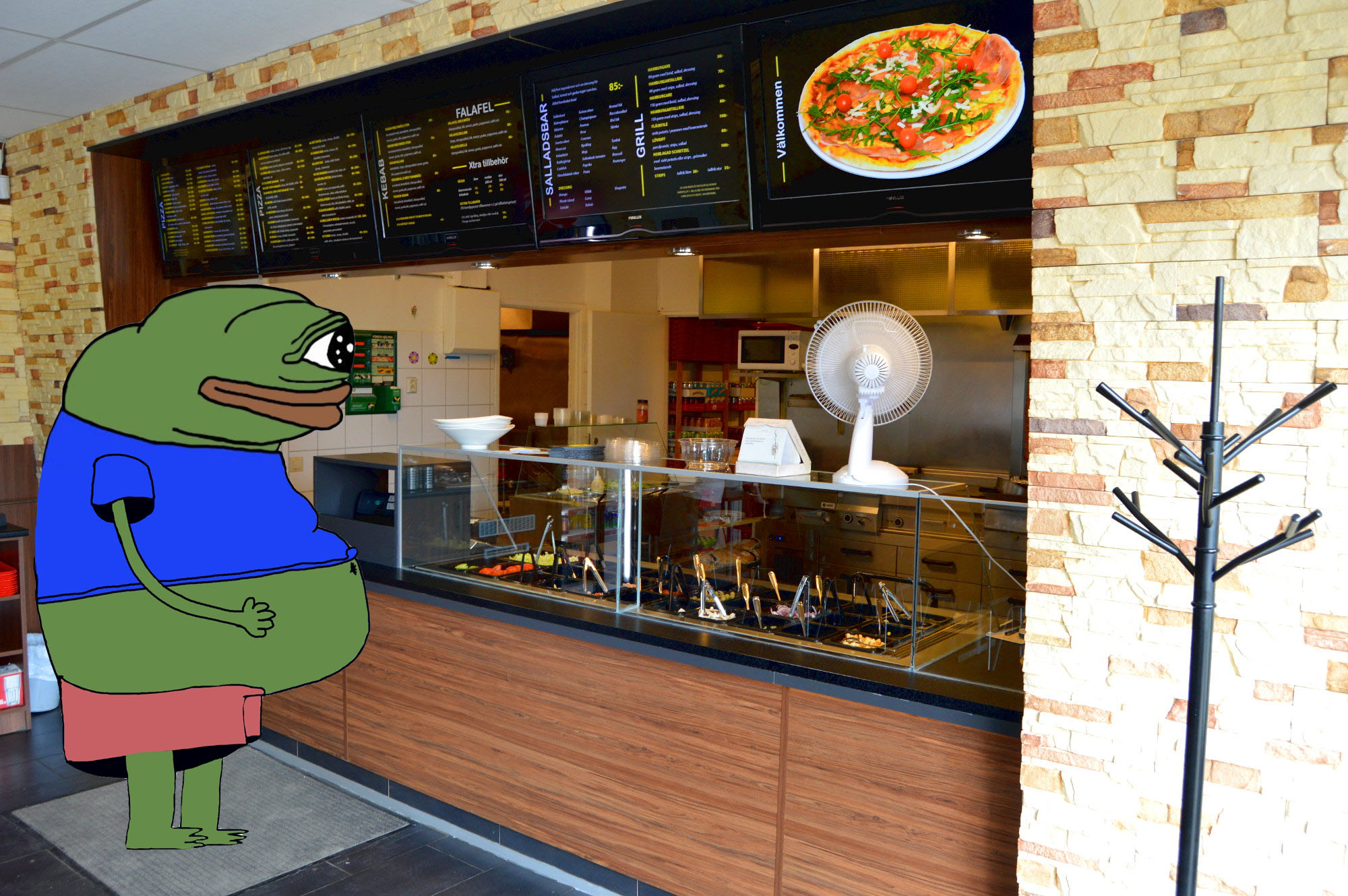 Pepe fat ordering pizza — Pepe meme