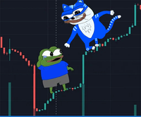 Toshi cat helping pepe up — $TOSHI meme