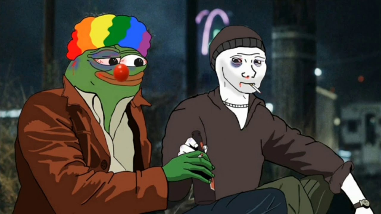 Pepe honkler hangs out with doomer wojak — Pepe meme