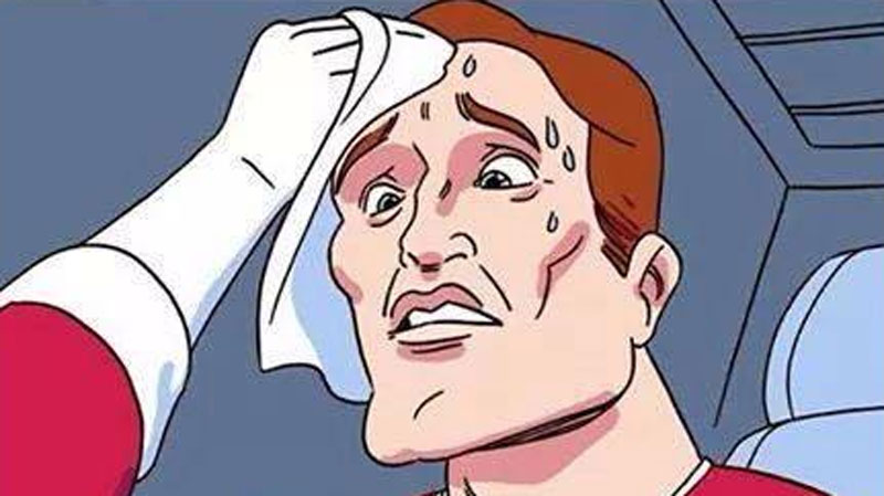 Sweating choice guy — Reaction meme
