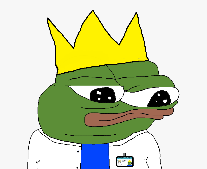 Pepe scientist wearing crown lab coat — Pepe meme