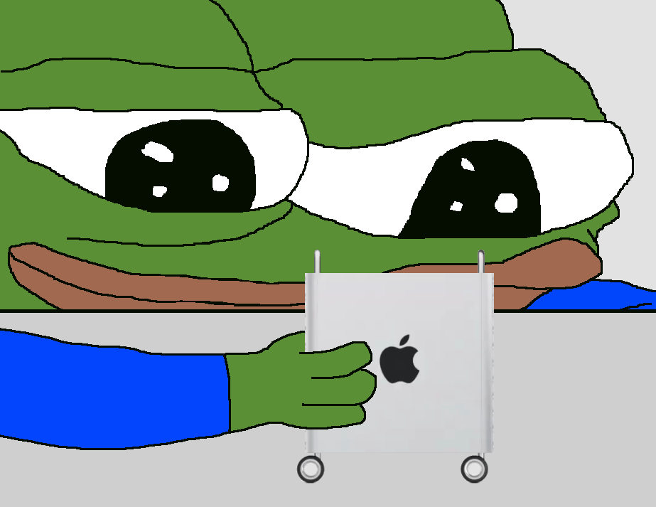 Pepe plays with mac computer — Pepe meme
