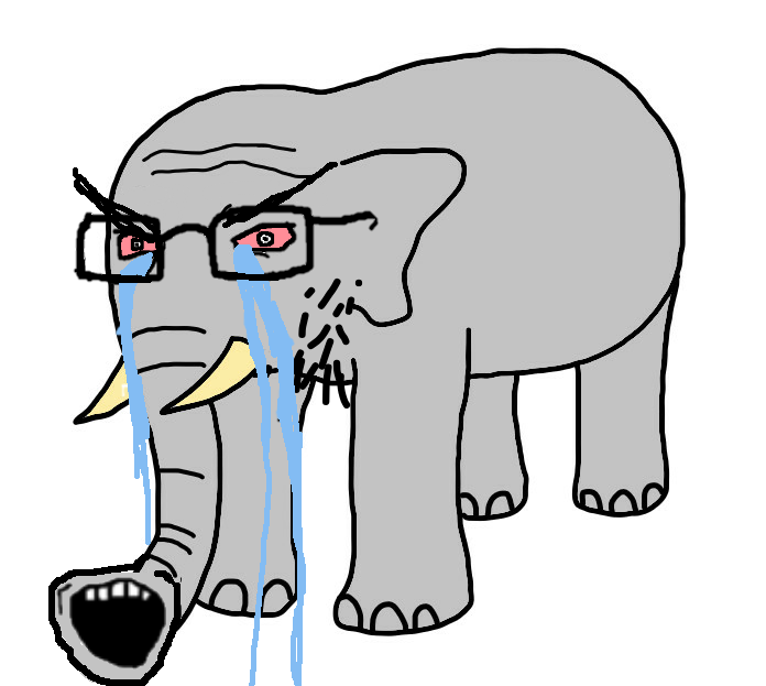 Wojak elephant soy boy crying glasses — Wojak meme