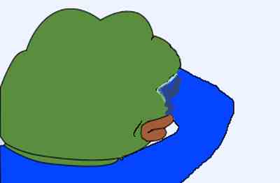 Pepe looking away crying covering eyes — Pepe meme