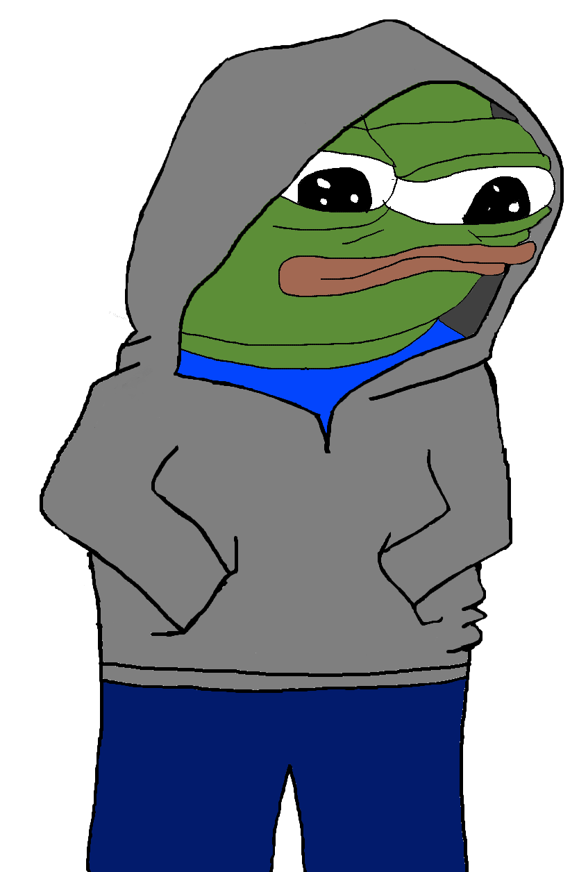 Pepe hands in hoodie pocket — Pepe meme