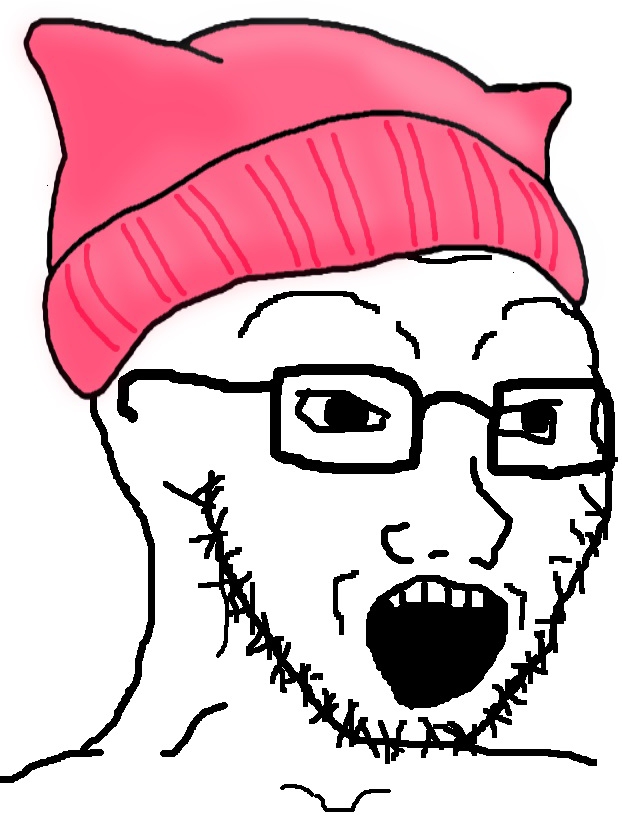 Wojak soy boy pink hat — Wojak meme