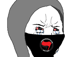 Wojak angry seething antifa mask — Wojak meme
