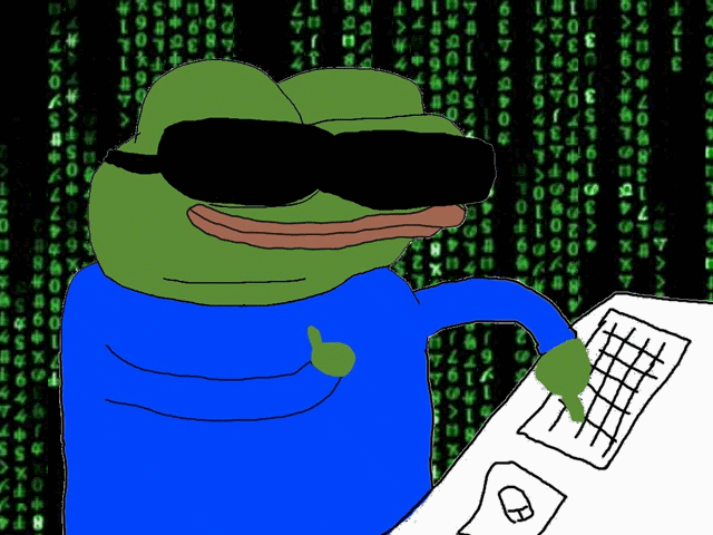 Pepe hacking matrix thumbs up — Pepe meme