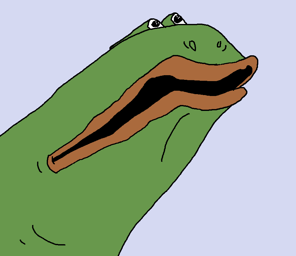 Pepe frog face stretched — Pepe meme
