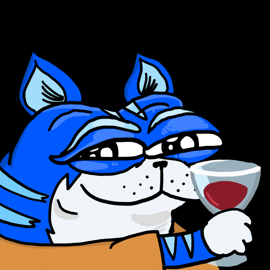 Toshi cat swirling wine glass — $TOSHI meme