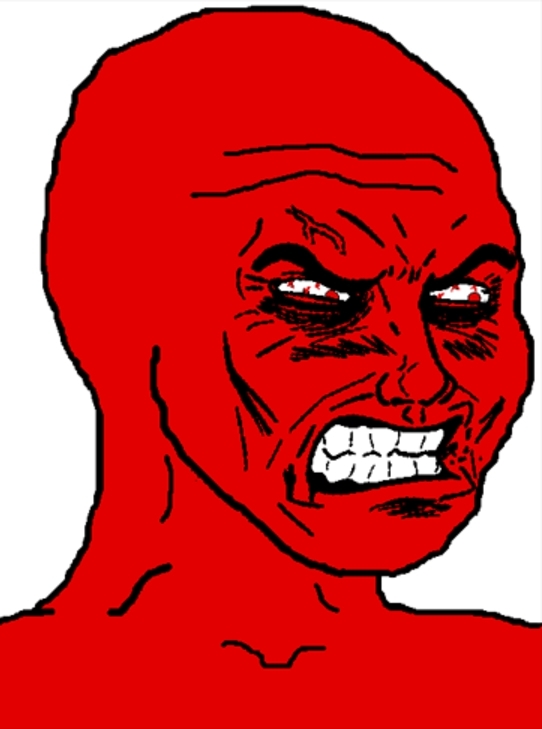 Red wojak angry — Wojak meme