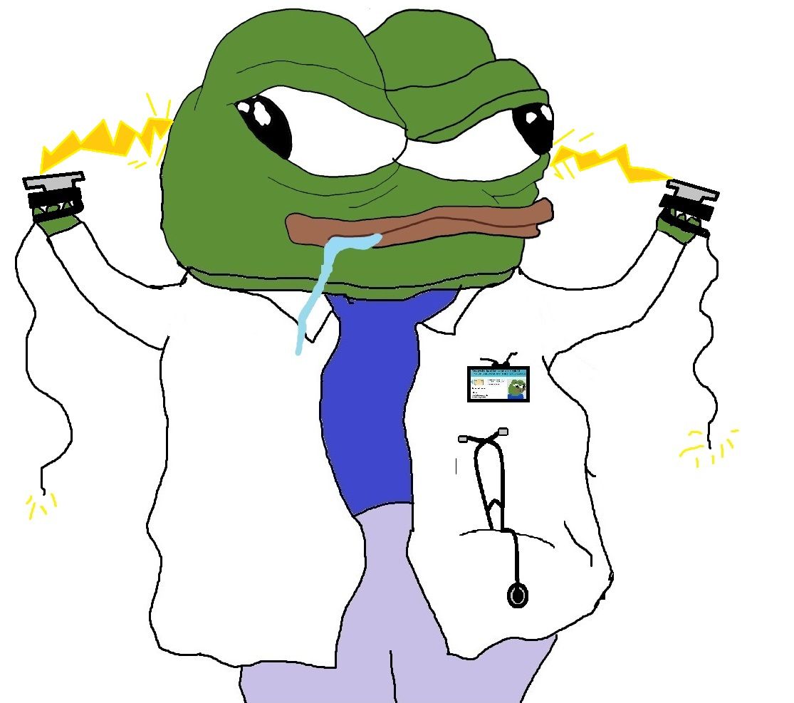 Pepe dr shocking himself — Pepe meme