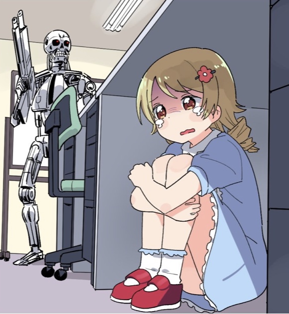 Anime Girl Hiding from Terminator meme template — Templates meme