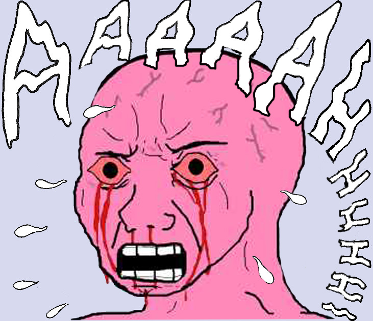 Pink wojak yelling aaahhh — Wojak meme