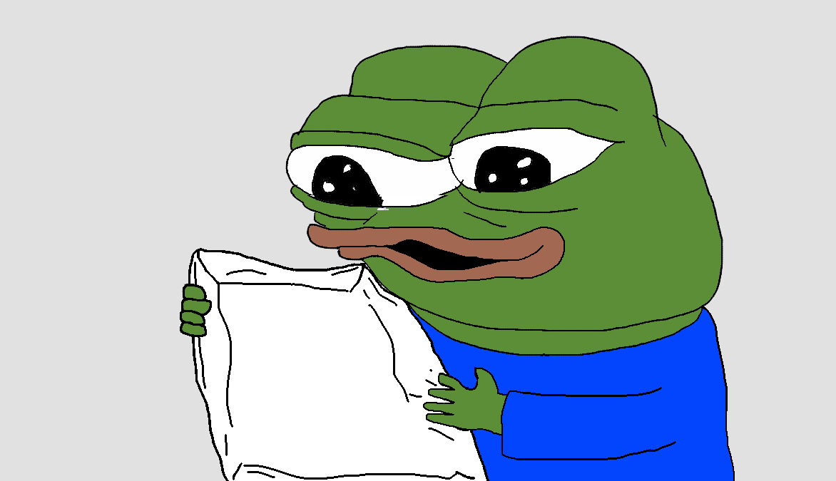Pepe happy reading sheet of paper — Pepe meme