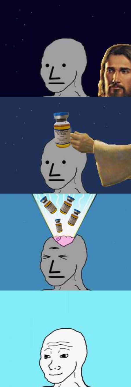 Wojak npc get tren from jesus — Wojak meme