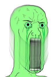Green wojak screaming huge mouth — Wojak meme