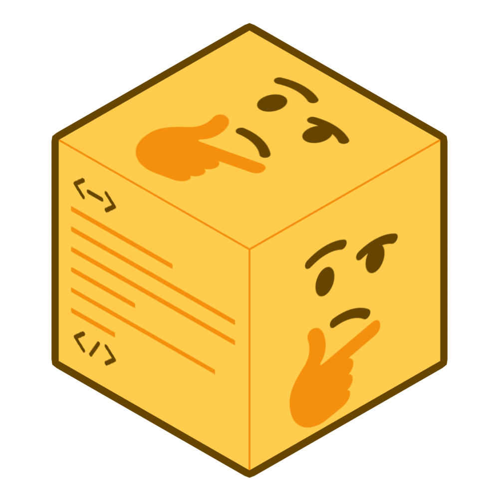 Thinking guy emoji cube — Reaction meme